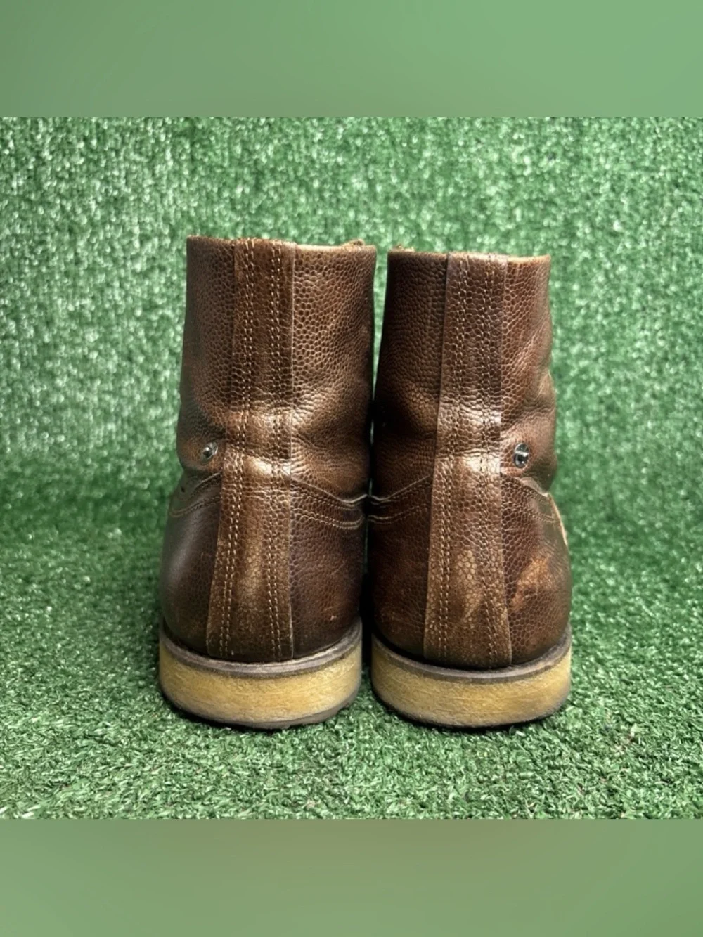 Diesel Brown Leather Lace Up Logger Combat Cap Toe Mens Boots‎ Size 12.5